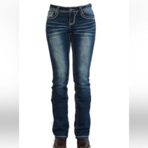 RUBBERBAND STRETCH Rose Royce Deep Indigo Skinny Size 30 11/12 Jeans NWOT